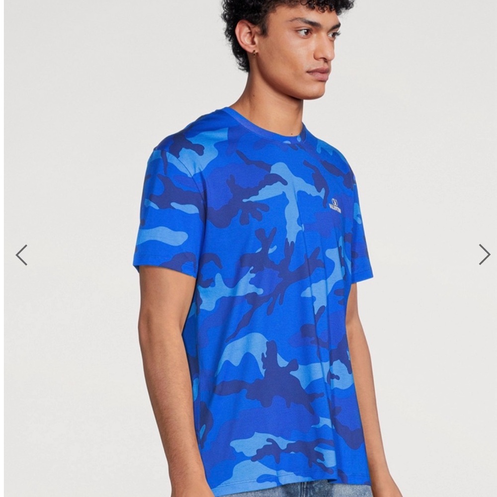 Valentino Blue Camouflage Cotton Logo T-Shirt | Made in Italy | Size L 💙 - Picture 4 of 13